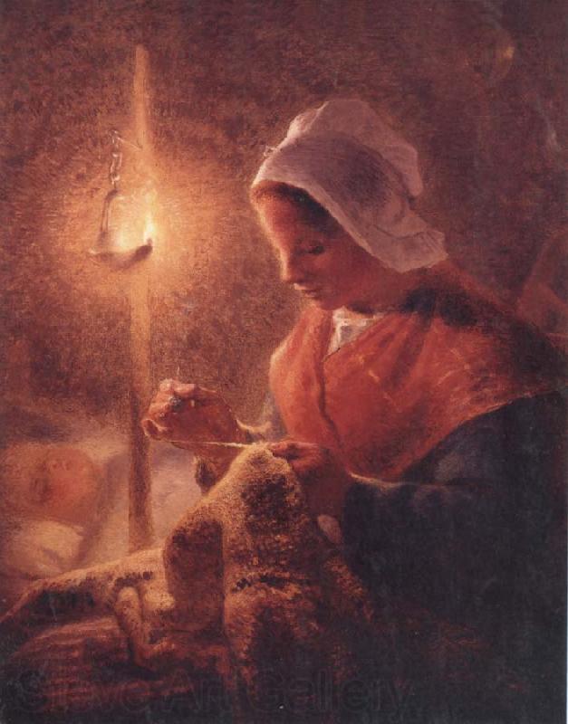 Jean Francois Millet Woman Sewing by Lamplight